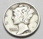 1943-D MERCURY DIME,BETTER GRADE,VISABLE BANDS,NICE COIN!!!!(A4)