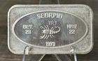 VINTAGE 1973 USSC FINE SILVER ART BAR - SCORPIO