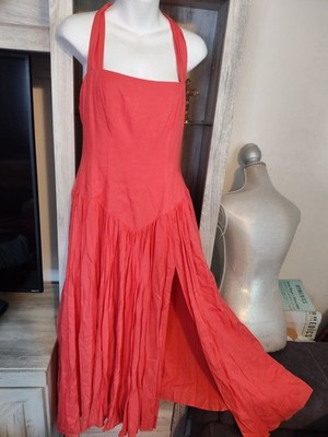 Bardot Marabella Halter Maxi Dress Red Solid Square Neck Sleeveless Size 8