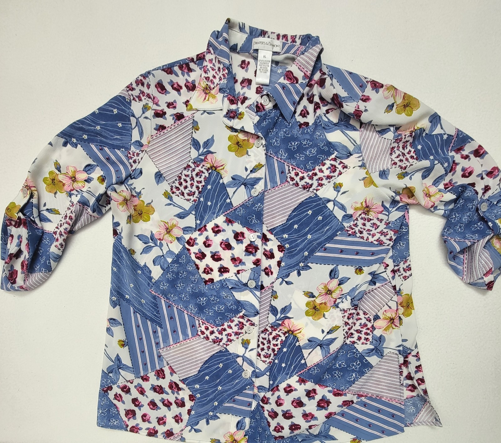 patchwork print button-down shirt from Drapers & … - image 1