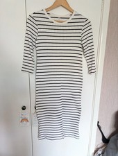 Uniqlo Cotton Thick Black and White Striped Long Dress XS