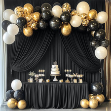 30ft x 10ft Wrinkle Free Black Backdrop Curtain for Parties, 6 Panels 5X10ft ...