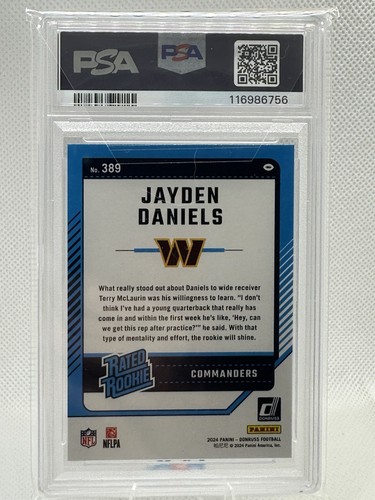 2024 Donruss Jayden Daniels Rookie RC PSA 10 - Picture 2 of 2