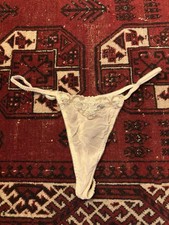 Vintage Victoria's Secret Silk Thong Underwear M/L Y2K Bridal Embellished