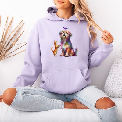 Bunter Hund Katze Vogel Haustierliebhaber Tiere Damen Hoodie Pullover