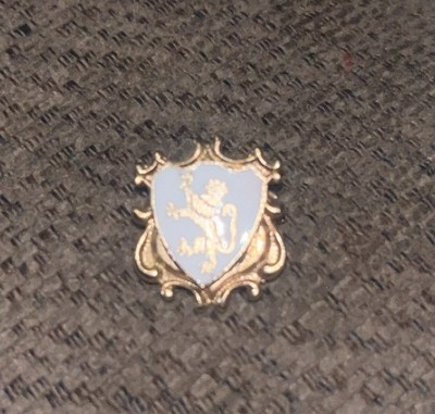 Vtg Heraldic Shield Regal Lion Coat of Arms Lapel Pin Gold Tone