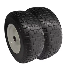16 In. X 6.5 In. Flat Free Wheel Assembly with Turf Tread, 1 In. Axle Replacemen