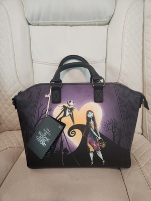 Loungefly Disney Nightmare Before Christmas Jack & Sally Heart Moon Satchel Bag