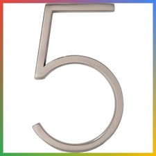Modern House Number 5 Brushed Nickel Zinc Floating Address Sign 5 Inch