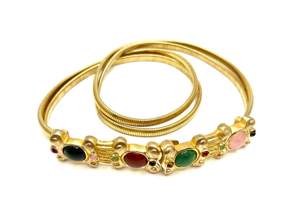 Cinturón De Colección Judith Leiber Multicolor Genuino Piedras Preciosas Tono Dorado Foto 2 de 4