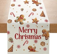 Christmas Gingerbread Table Runner 13x72 Inch Cookies 13"W x 72"L,