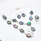 925 Sterling Silver Abalone Shell Gemstone Handmade Jewelry Set