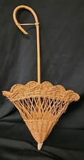 RETRO vintage Boho Parasol Umbrella Basket Wicker/rattan Wall Hanging Used