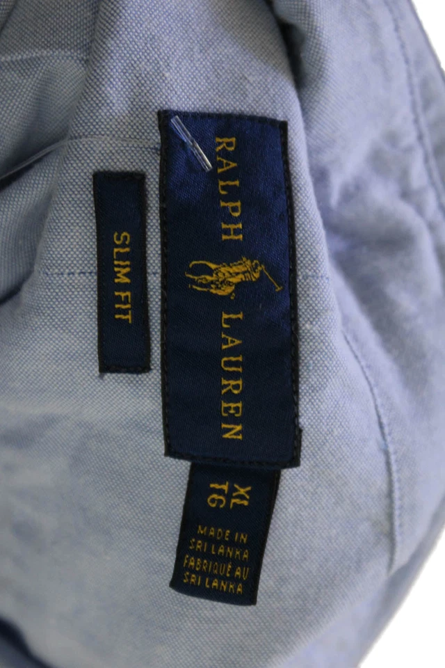 Ralph Lauren Mujer Azul Claro Algodón Manga Corta Cuello Abotonado Talla XL Foto 4 de 4