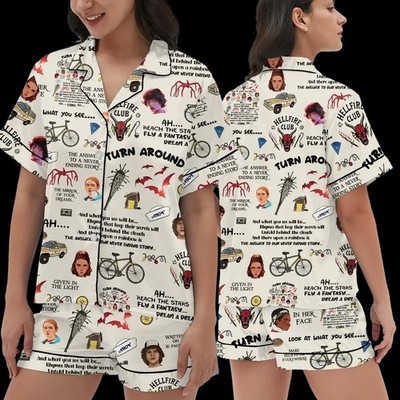 Stranger Things Short Pajama Set   Hellfire Club Holiday Loungewear for Fans
