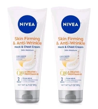 2 NIVEA Q10 Skin Firming Anti Wrinkle Neck & Chest Cream Firmer Skin (2 PACK)