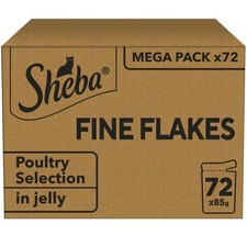 Sheba Fine Flakes in Jelly – Poultry Collection Wet cat food pouches 72x85g pack 4.39 per kilo