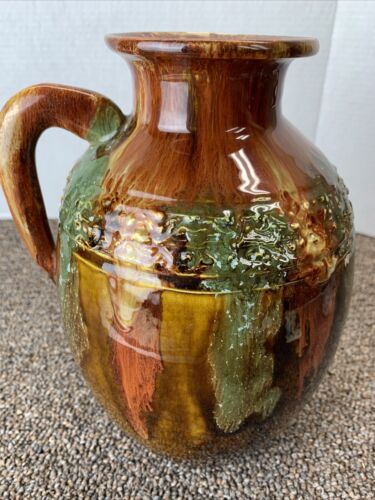 SPLENDIDO VASO ceramica vintage DRYDEN ORIGINALE Arkansas firmato MCM fiamma verde oro - Foto 6 di 11