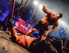Brian Cage Rey Escorpion Signed 11x14 Photo BAS COA AEW TNA ROH Lucha Libre AAA