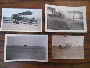 Vintage Original 1930 Airplane Photos Lot of 4 Bi-plane Snapshot Sicorsky Curtis