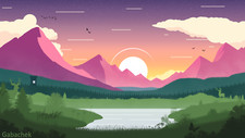 Landscape gabachek 2d flat minimalism cgi art nature sun Custom Gaming Mat Desk