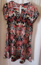Society Girl Multicolor Floral Print Cap Sleeve Shift Mini Dress Size M