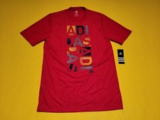 Adidas Men Go To Performance Tee Shirt Small Red Graphic NWT FREE SHIPPING