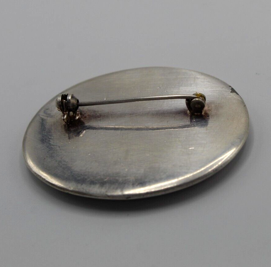 Ancienne Broche En Argent Massif Filigrané & Art Nouveau Vers