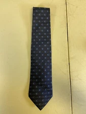 Villa Bolgheri for Mark Shale 100% Silk Blue Geometric Pattern Made in Italy Tie