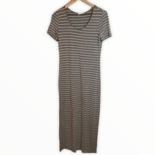 Calvin Klein Womens Taupe White Striped Short Sleeve Maxi Dress Womens Size 4