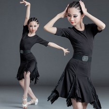 Kid Girl Latin Tassel Dance Dress with Underpants Salsa Dancewear Ballroom Party