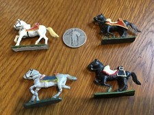 FOUR MINIATURE PAINTED LEAD SOLDIER- HORSES MIXED COLOR HORSES  ACCENTS AS IS