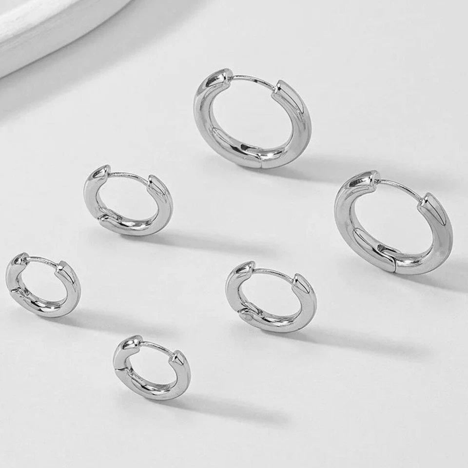 Pendientes Mujer Plata 18 Quilates Dorado Oro Blanco Aros Resistente O6178D - Imagen 4 de 4