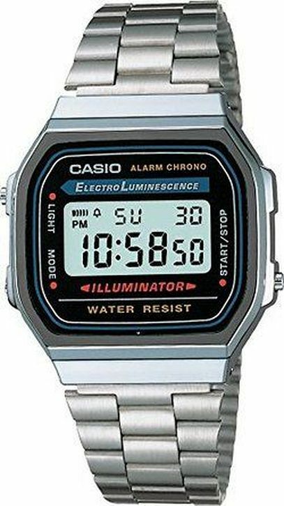 Casio - A168W-1 - Quartz Digital Alarm Silver-Tone Bracelet 32mm
