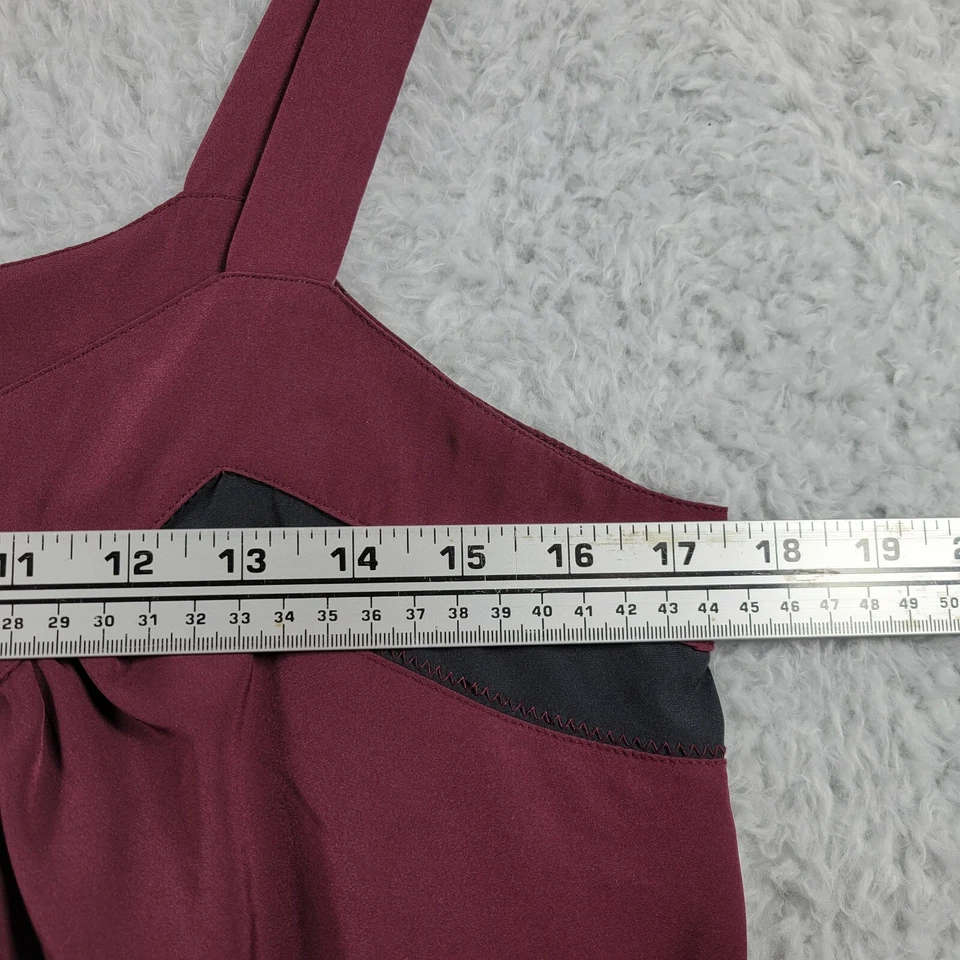 Mixit 背心吊带女式中号勃艮第褶饰人造纽扣肩带 — 第 3/4 张图片