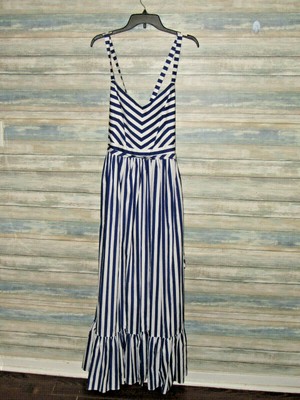 j crew striped ruffle maxi dress