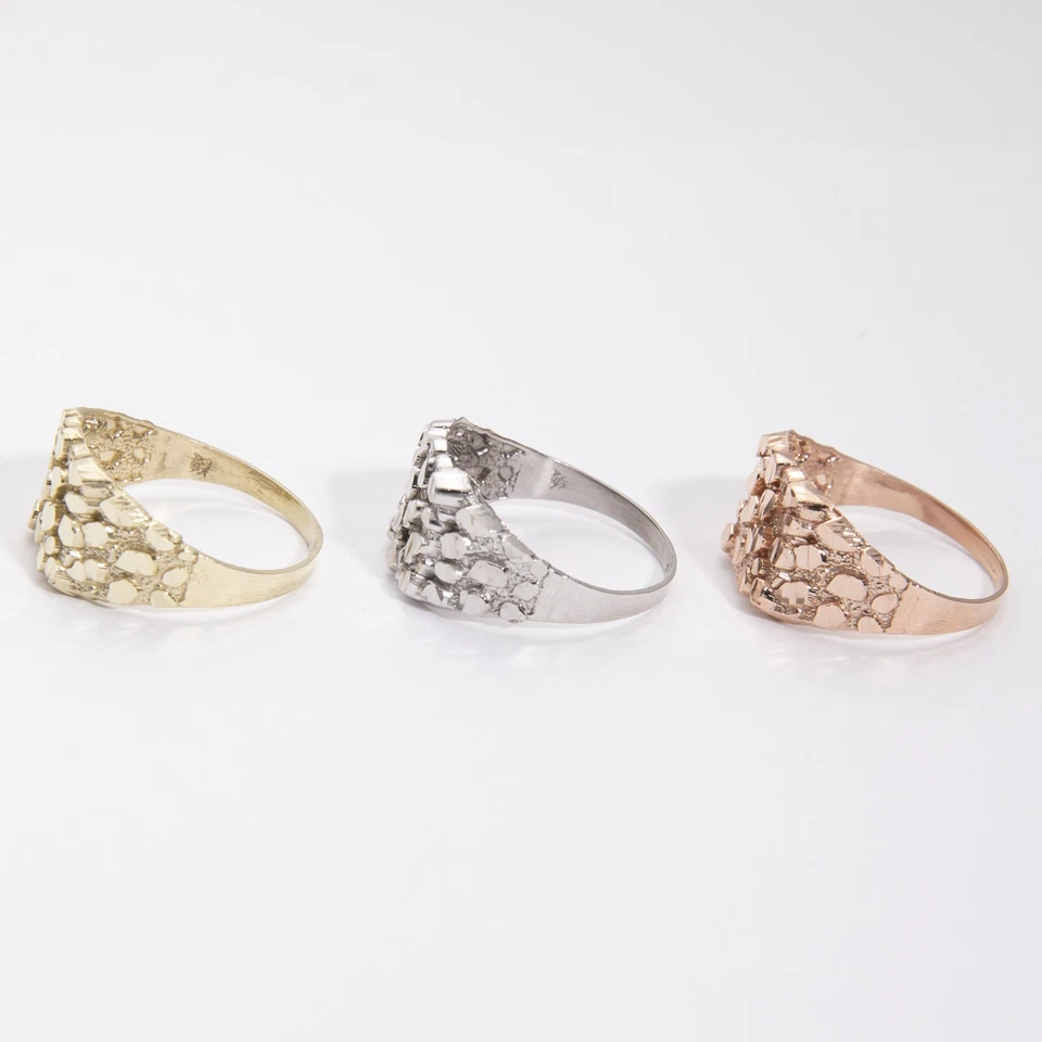 SOLID 14K Gold Medium Square Nugget Ring Yellow White Rose Gold - Image 3 of 4