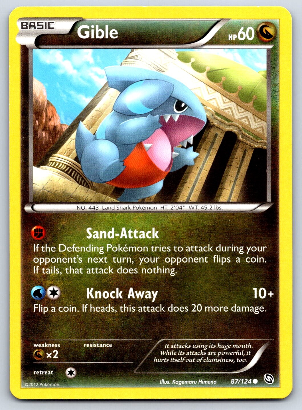 Gible - Dragons Exalted 87/124 Black White Kagemaru Himeno Pokemon Card NM