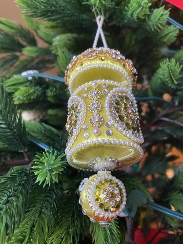 June Zimonick Light Green Brilliant 3 Tier Ornament Crystals Metal Accent - Picture 7 of 12