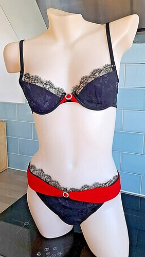 John Galliano BIJOUX Black/Red Silk/Lace High Leg Brief - Picture 15 of 24