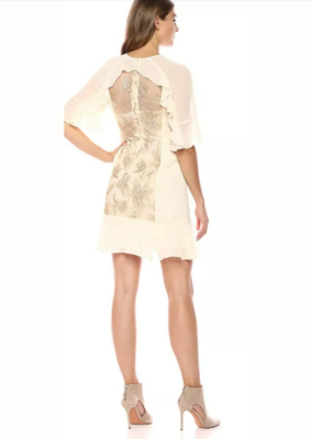 Womens BCBG Max Azria, Floral Embroidered Cream and Metallic Gold Dress  Sz.2 NWT | eBay