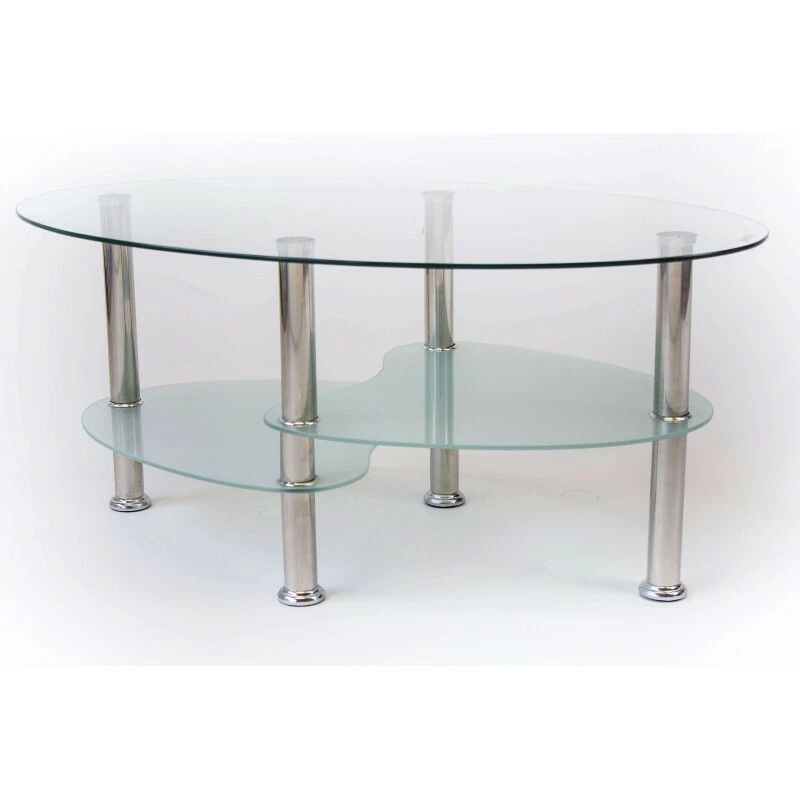 Tavolino da soggiorno in vetro temperato, ca. 90x44x55cm WILLI - Immagine 2 di 4