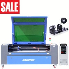 100W CO2 Laser Cutter Engraver Engraving Machine 100x80cm&KH-6000 Chiller&Rotary