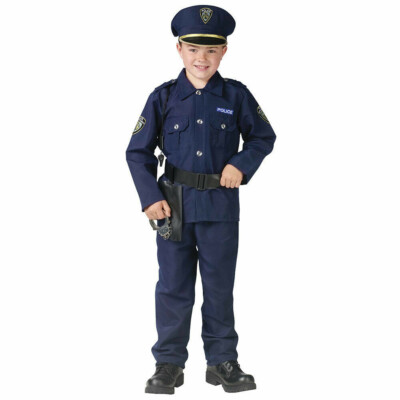 Fun World Boys Policeman Costume Size 8-10 with Hat, Belt/Holster and Whistle