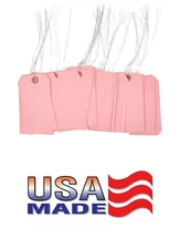 100 pcs of 4 3/4" x 2 3/8" Size 5 Pink Cardstock Hang Tag Tags with Wire 13 Pt