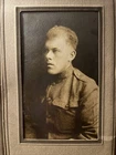 Antique Portrait Photo Man WWI Soldier Military Uniform Buttons Folder 1918 WWI