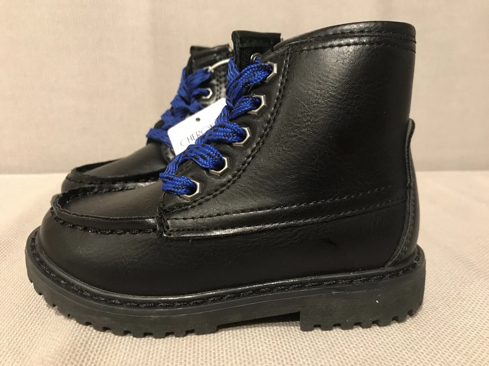 NUEVO Cherokee Niños Botas Negras Bota Invierno Zapatos Zapatos Azul Cordones talla 7 Niño Pequeño Foto 2 de 4