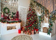 7x5FT Christmas Backdrops for Photography Fireplace Christmas Background 7x5ft
