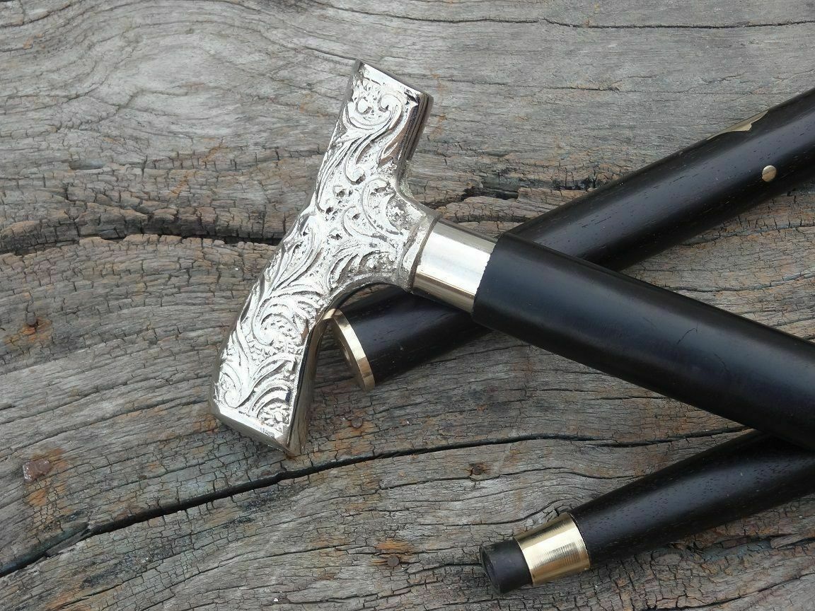 Solid Brass Design Silver Derby Head Handle Victo… - image 4