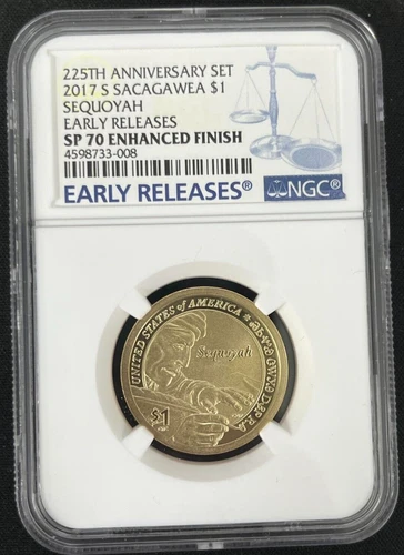 2017 S $1 NGC SP70 ENHANCED FINISH SACAGAWEA SEQUOYAH DOLLAR 225th Early Release